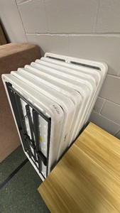 8-white foldable tables, Lifetime adjustable height (r227)