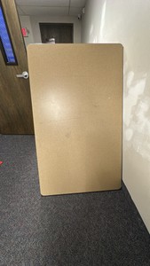 Heavy duty gray and wood folding table. 50 lbs.