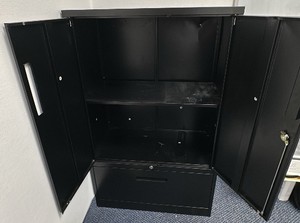 Black metal cabinet