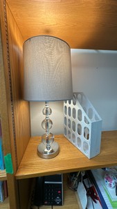 Glass bubble lamp with white shade plus file holder