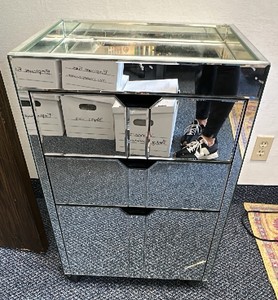 Mirrored file cabinet with filing drawer and 2 pull out drawers