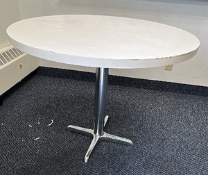 Round white and metal table