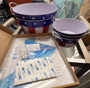 acrylic sign holder, decorative flag buckets