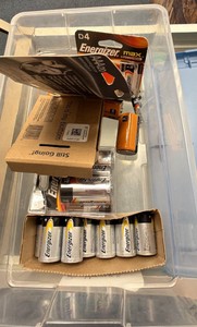assorted batteries, C, and AAA