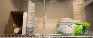 cups, plates and plastic bowl