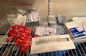 huge lot of visitor badges, lanyards clips, and name badge labels