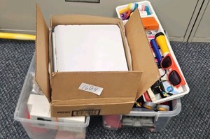 assortment of classroom supplies