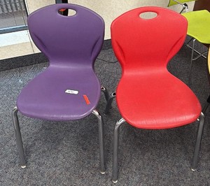 1purple and 1 red chair