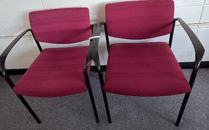 Pair of Burgundy Commercial Office Guest Chairs with Armrests