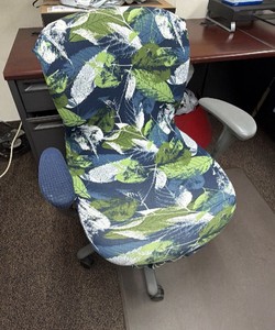 Blue Fabric Ergonomic Office Task Chair with Adjustable Arms