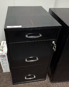 Black 3-Drawer Locking Metal File Cabinet with Key