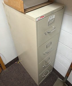 4-Drawer Vertical Steel File Cabinet  Light GrayBeige