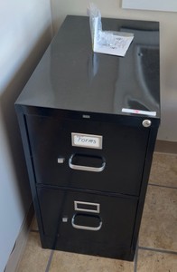 Black 2-Drawer Vertical File Cabinet with Lock