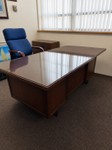 Dark Wood Executive Office Desk with Glass Top