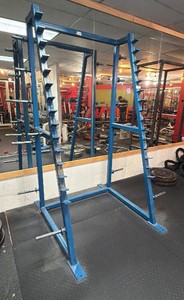 Commercial Heavy-Duty Blue Steel Squat Rack  Gun-Rack Squat Station