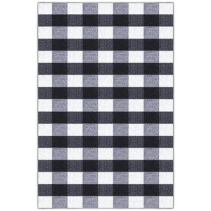 Ottomanson Ottohome Non-Slip Rubberback Checkered Buffalo Plaid 3x5 Indoor Area Rug, 3 ft. 3 in. x 4 ft. 7 in., Grayscale