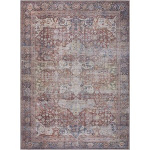HAUTELOOM Elki Dark Blue Light Blue Rust 5 ft. x 7 ft. Area Rug