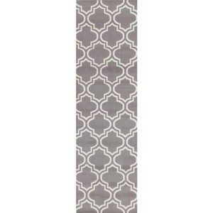World Rug Gallery Modern Moroccan Trellis Gray 2 ft. x 7 ft. 2 in. Runner Rug