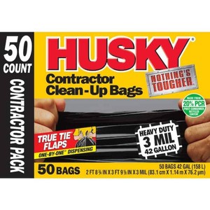 Husky 42 Gal. Heavy-Duty Contractor Clean-Up Bags with 20% PCR