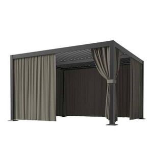 WNP 10 ft. x 12 ft. Universal Outdoor Privacy Curtains, Gazebo Curtain Replacement with Zipper Grey (4-Side Curtain Only)