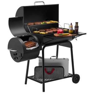 Royal Gourmet 28 in. Barrel Charcoal Grill with Offset Smoker in Black