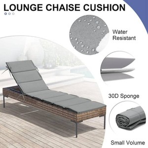 19 in. x 72 in. 2-Piece Cushion Guard Deep Seating Outdoor Chaise Lounge Cushion in Gray