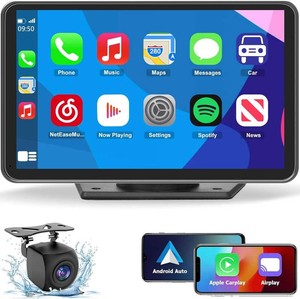 $38 Wireless CarPlay Screen for Car, 7 HD Portable Stereo Touchscreen with Apple CarPlay & Android Auto, CarPlay Screen with Backup Camera, Mirror Link, Bluetooth, Navigation for All Vehicle