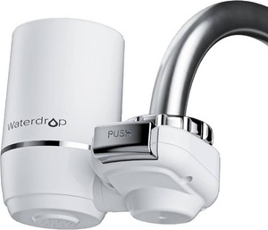 $30 Waterdrop FC-02 Faucet Water Filter for Skin Care, Bathroom Sink Filter, NSF Certified Faucet 0.01 m Ultra-Filtration Water Filter, Reduces Chlorine Lead-Free Material, 320 Gallons, White, 1 Filter