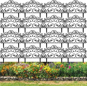 $50 Cinnvoice 20 Pack 26 ft Decorative Garden Border Edging 13.6 Inch Tall Metal-free Faux Wrought Iron Leaf & Bird Design Picket Fence Plastic Yard Landscaping Fence Lawn Edge Barrier of Decorative Panel