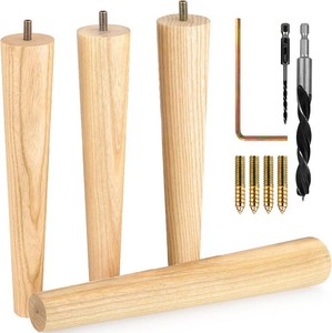 $48 NOTE These are Not Ash- They are a mahogany color- (see photos) Airy Abode Premium Ash Wood Furniture Legs (Full Install Kit) - Pick Your Size and Color