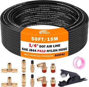 $23 CheeMuii 50FT 14 DOT Air Line with 10 Pcs Brass Fittings Kit for Air Bags Suspension