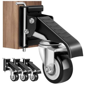 $40 SPACECARE Workbench Casters kit 600Lbs Heavy Duty Quick Release 2 Mounting Options Retractable Workbench Stepdown Caster Wheels Adjustable Polyurethane Durable Steel Construction (Set of 4)