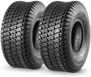 $51 MaxAuto15x6.00-6 Lawn Mower Tire,15x6-6 Front Turf Tires, 15-6.00-6 Tubeless Tires for Lawn & Garden Riding Mower Tractor Golf Cart, 4Ply, 570lbs Capacity, Set of 2