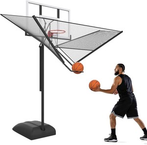 $150 Upgrade Basketball Shot Trainer with Net Return Attachment, Heavy Duty Basketball Rebounder Ball Return for Basketball Hoop fit 18 Basketball Rim for Outdoor Indoor