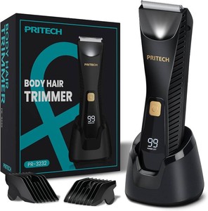 $16 PRITECH Manscape Body Hair Trimmer - Waterproof Pubic Hair Ball Trimmer, Ceramic Blade Shavers Electric Razors for Men with USB-C Charging, WetDry Use, Nick-Free Mens Grooming Kits, Gifts for Men