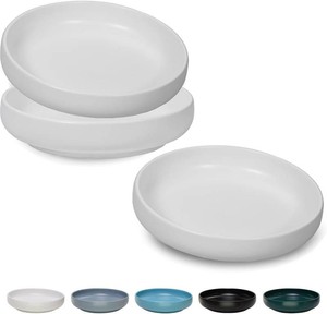 $22 Ceramic Cat Bowls,Shallow Cat Dishes for Food and Water, 6 inch Matte Finish Wide Cat Food Bowl,Whisker Fatigue Free Pet Puppy Kitten Bowl Set of 3,Dishwasher Safe