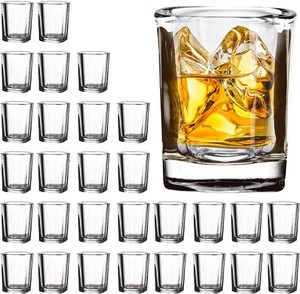 $23 30 Pack Heavy Base Shot Glasses Bulk, 2.2 oz Square Shot Glass Set, Clear Espresso Shot Glass, Small Whiskey Shot Glasses for Vodka, Whiskey, Tequila, Espressos, Spirits & Liquors