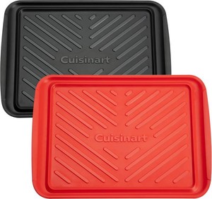 $25 Cuisinart Grilling Prep & Serve Trays, 17x10.5 inch BBQ Tray Safe for Food Handling, 2 Dishwasher Safe Nesting Trays Black & Red, Perfect Grilling Accessories for Cooked & Raw Meat, Fits 6 Burgers