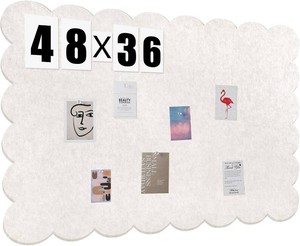 $46 Mooliwe Scalloped Felt Bulletin Board 48 x 36 Inches Foldable Beige Pin Cork Board Alternative for Wall, 4 x 3 Trifold Picture Vision Self Adhesive Bulletin Decorative