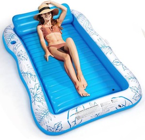 $28 Inflatable Adult Pool Lounger Float - BAIAI Large Beach Sun Tanning Floats Raft Sunbathing Water Lounge Floaties Tub with Drink Holder - Blow Up River & Lake Suntan Floating Swimming Mattress Mat