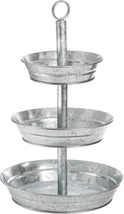 $33 Okllen 3 Tier Serving Tray, Galvanized Metal Cupcake Stand Vintage Dessert Appetizer Stand, Rustic Home and Garden Display Stand for Country Farmhouse, Kitchen, Indoor, Outdoor Use