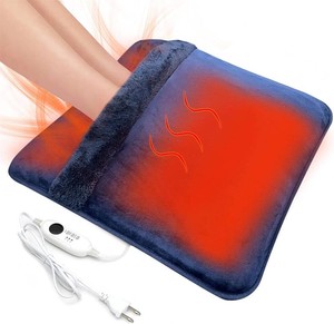 $40 Double Sided Electric Foot Warmer with LCD Display & Machine Washable, Electric Feet Heating Pad with Non-Slip for Under Desk,Bed,Office,Home,Blue,2020