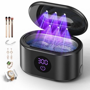 $40 BYASKZIV Ultrasonic Jewelry Cleaner, 48KHz Ultrasonic Cleaner Machine with 20oz 304 Stainless Steel Tank, Dual Modes & LED Display - for Jewelry, Eyeglasses, Watches, Dentures, Retainers & More-Black
