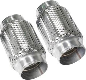 $33 3 inch Exhaust Flex Pipe, 3 x 3.7w, Stainless Steel Heavy Duty Double Braid Exhaust Flex Tube, 6 Overall Length, 2 Pack