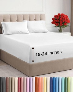 $40 Extra Deep King Sheet Set - 4 Piece Breathable & Cooling Bed Sheets - Easily Fits 18 to 24 inch Mattress - Ultra Soft, Wrinkle & Fade Free w Extra Deep Pockets - Comfy Hotel Luxury Bedding - White
