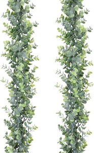 $15 DearHouse Faux Eucalyptus Garland Plant, 2 Pack Artificial Vines Hanging Eucalyptus Leaves Greenery Garland for Wedding Backdrop Arch Wall Decor, 6 Feetpcs UV Protected Indoor Outdoor