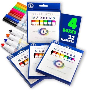 $13 Color Swell Washable Markers Bulk 4 Pack of 8 Vibrant Colors Each for Kids, Adults, Teachers, Parties, and Families