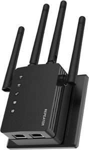 $35 1200Mbps 5.0G2.4G Dual Band WiFi Extender with 4 Antennas and Easy Set Up, WiFi Booster Up to 12880 Sq.ft, WiFi Extenders Signal Booster for Home with 2 Ethernet Ports and 105 Device Support (missing cable)