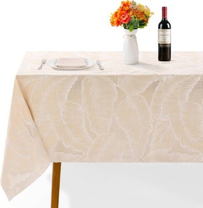 $13 Waterproof Vinyl Table Cloth, Heavy Duty PVC Rectangle Table Cover for Kitchen Dining Room, Reusable, Stain Resistant Wipeable Tablecloth for IndoorOutdoor Party, Wedding, Camping