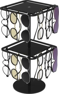 $19 360  Rotating Acrylic Sunglasses & Eyeglasses Display Rack - Double-Tier Black Tabletop Organizer for Eyewear